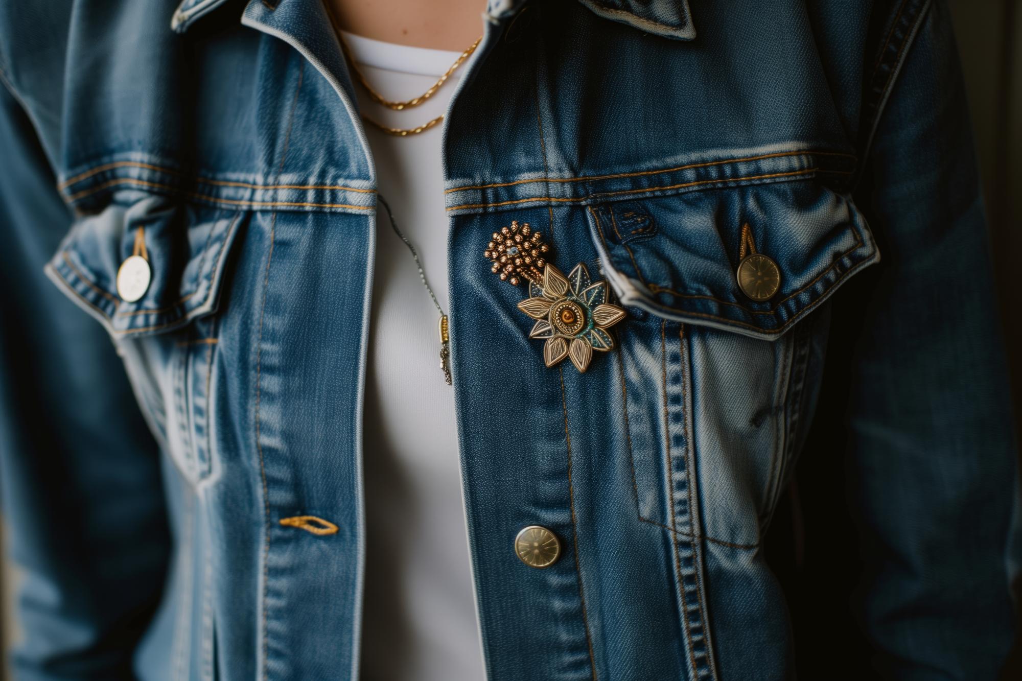 embroidered denim jacket cuff detail
